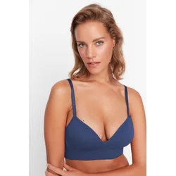 Trendyol Indigo Seamless Strapless Non-Padded Non-Uniform Cupped Bralette Knitted Bra