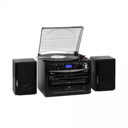 Auna 388-DAB+, stereo sistem, 20W maks., plošče, CD, kasete, BT, FM/DAB+, USB, SD, črn (MG-388DAB+)