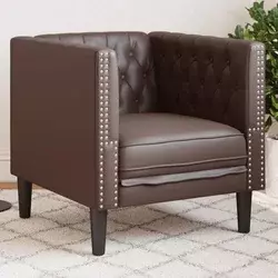 Fotelja Chesterfield smeđa umjetna koža
