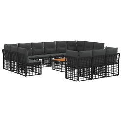Set vanjskih sofa 14 pcs Crna i tamno siva Poliester