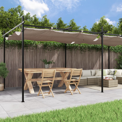 Pergola s pomičnim krovom smeđesiva 589x292x230 cm