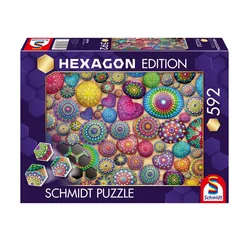 Schmidt - Puzzle Izdaja Hexagon: Mandala Stones - 600 kosov