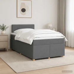 vidaXL Postelja boxspring z vzmetnico Temno siva 120 x 200 cm Blago