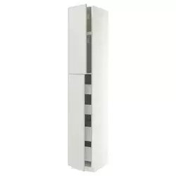 METOD / MAXIMERA Vis.el. s 2 vrata/4 fioke, bela/Aspudden svetlosiva, 40x60x240 cm