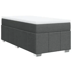 Vidaxl Box spring postelja z vzmetnico temno siva 90x190 cm blago