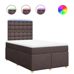 Vidaxl Box spring postelja z vzmetnico temno rjav 120x200 cm blago