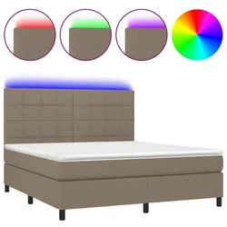 Vidaxl Box spring postelja z vzmetnico LED taupe 160x200 cm blago