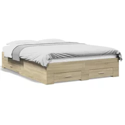 Okvir za krevet s ladicama boja hrasta 140x190 cm drveni