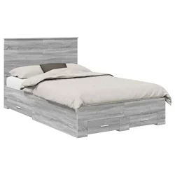 Vidaxl Konstrukcija postelje Siva Sonoma 120 x 200 cm Konstruiran les