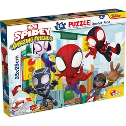 MARVEL Lisciani,  slagalica s 2 lica M-plus, 24 kom, Spidey, Crvena
