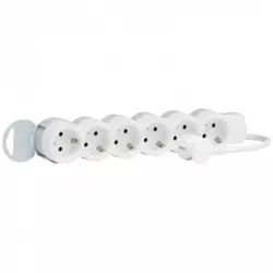 Power Strip - Multi-outlet extension - WhiteGrey - 6x2P+E - 5 m cord.Wall-mounting possibilities with the packaging accessory.90° socket fo