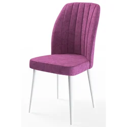 Hanah Home set trpezarijskih stolica Etra 6 kom, ljubičasta tkanina Jerry, bele drvene noge