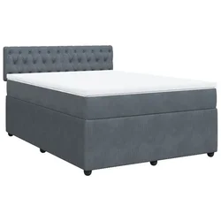 Vidaxl Box spring postelja z vzmetnico temno siva 140x200 cm žamet
