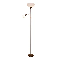 Podna lampa sa dva različita sijalična grla, 1xE27+1xE14, Braon