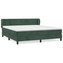 Vidaxl Box spring postelja z vzmetnico temno zelena 180x200 cm žamet
