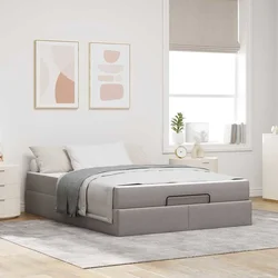 Okvir kreveta s madracem 2 pcs Sivo-smeđa tkanina