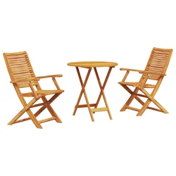 Vidaxl Zložljiv bistro set 3 szt. Rjava Masiven les akacije