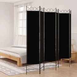Sobna pregrada s 6 panela crna 240x200 cm od tkanine