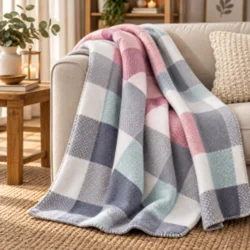 Ćebe KOCKE 200x220cm-roze/siva