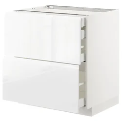 METOD / MAXIMERA Pod.orm.2front/2dnj/1srd/1vis.fiok, bela/Voxtorp v. sjaj bela, 80x60 cm