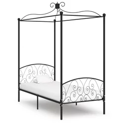 Okvir za krevet s nadstrešnicom crni metalni 90 x 200 cm