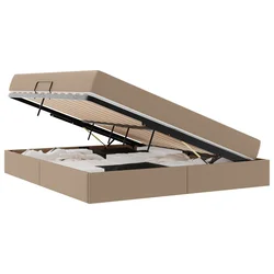 Krevet s madracem i skladištem 2 pcs Boja cappuccina Koža