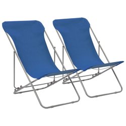 vidaXL Zložljivi stoli za na plažo 2 kosa jeklo in oksford blago modri
