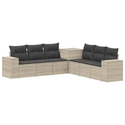 Set sofe 7 pcs Svijetlo siva i tamno siva Poli Rattan i čelik