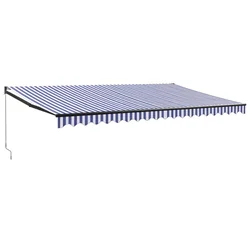 Tenda na uvlačenje plavo-bijela 5 x 3 m od tkanine i aluminija