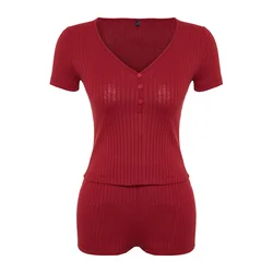 Trendyol Milla Ženski set pidžame Thmss24Pt00097, Bordo
