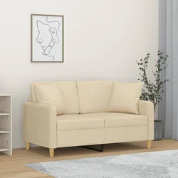 Dvosjed s ukrasnim jastucima krem 120 cm od tkanine