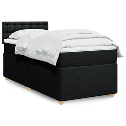 Box spring postelja z vzmetnico črna 80x200 cm blago