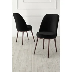 Hanah Home set trpezarijskih stolica Jaxe 4 kom, crna tkanina Babyface, braon metalne noge
