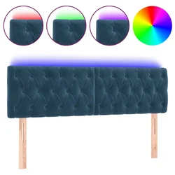 Vidaxl LED posteljno vzglavje temno modro 144x7x78/88 cm žamet