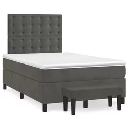vidaXL Box spring postelja z vzmetnico temno siv 120x190 cm žamet