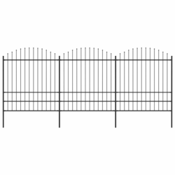 Vrtna ograda s vrhom koplja Čelik 537x200 cm Crna
