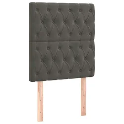 Vidaxl Vzglavje postelje temno sivo 80x7x118/128 cm žamet