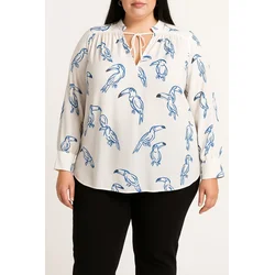 Plus size bluza s potiskom, bela