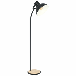 EGLO Podna lampa LUBENHAM 1xE27 crna/drvo 43166