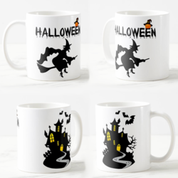 Keramička šolja Halloween, 330ml, Bela