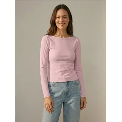 Sinsay - Pamučna prugasta majica s dugim rukavima - pastelno roze