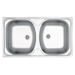 Deante Techno ZMU 0200 Sudopera, 2 korita, 13cm, Čelična, Srebrna