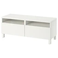 BESTA TV stalaža s fiokama, bela/Lappviken/Stubbarp bela, 120x42x48 cm