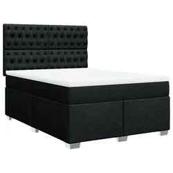 Vidaxl Box spring postelja z vzmetnico črna 160x200 cm blago