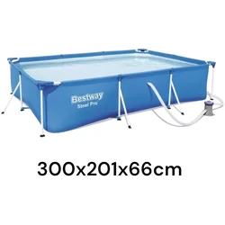 Bestway Bazen sa metalnom konstrukcijom Steel Pro, Sa filter pumpom,300x201x66 cm, Plavi