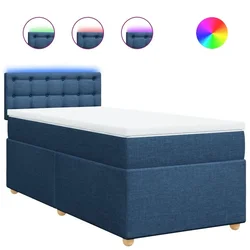 Vidaxl Box spring postelja z vzmetnico modra 100x200 cm blago