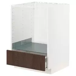METOD / MAXIMERA Pod.elem. za pećnicu s fiokom, bela/Sinarp smeđa, 60x60 cm