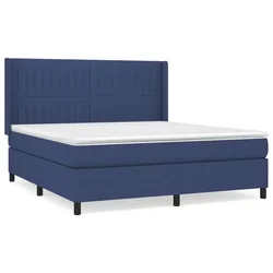 Vidaxl Box spring postelja z vzmetnico modra 180x200 cm blago