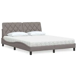 vidaXL Postelja z vzmetnico taupe 160x200 cm blago