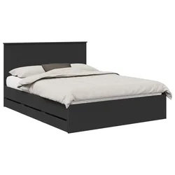 Vidaxl Konstrukcija postelje Črna 150 x 200 cm Inženirsko leseno